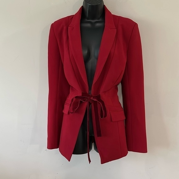 Prabal Gurung Shal Vested Jacket Autumn/winter 2019 Ruby red size 12 EUC - Picture 4 of 16